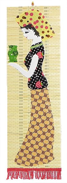 Girl with Flower Vase - Wall Hanging