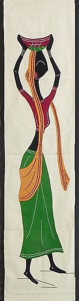Vilage Woman Carrying a Basket- (Wall Hanging)
