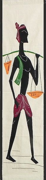 Villager Carrying Baskets to Market - (Wall Hanging)
