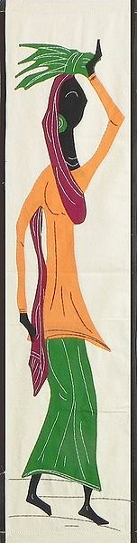 Village Woman Carrying Hay - (Wall Hanging)
