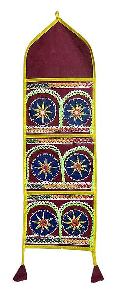 Appliqued Letter and Paper Holder with 3 Pockets - Wall Hanging