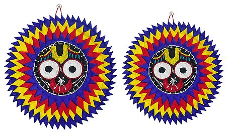 Set of 2 Jagannathdev on Appliqued Cotton Cloth - Wall Hanging