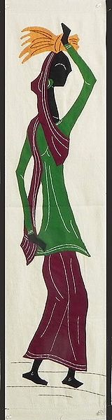Village Woman Carrying Hay - (Wall Hanging)