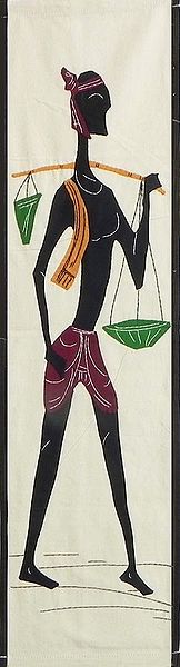 Villager Carrying Baskets to Market - (Wall Hanging)