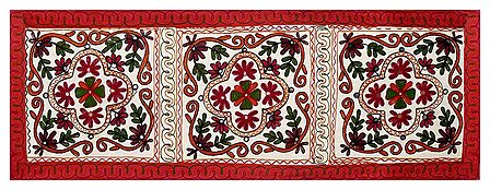 Embroidered Cloth with Floral Design - Wall Hanging
