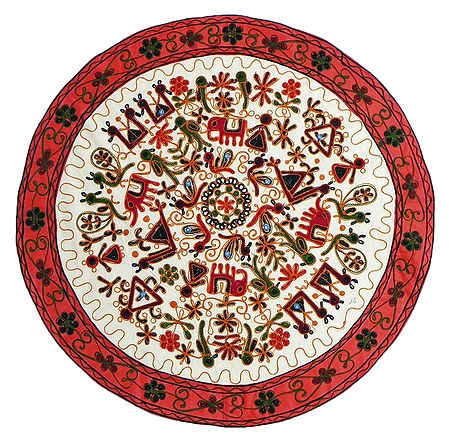 Embroidered Cloth with Folk Design - (Wall Hanging)