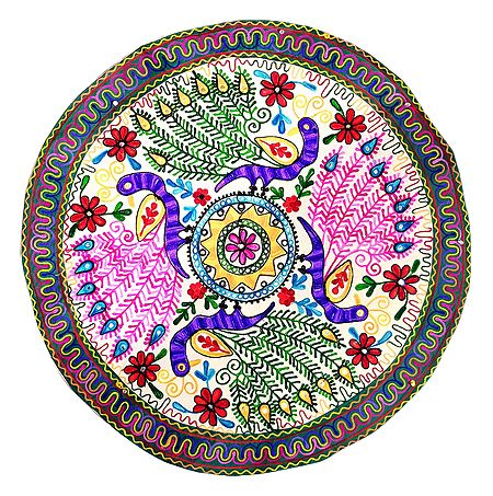 Embroidered Cloth with Peacock Design - Wall Hanging