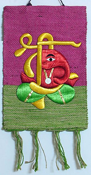 Ganesha with Sree made of Silk Thread