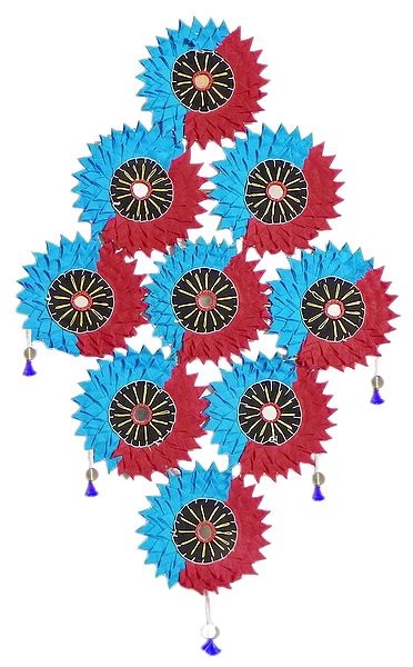 Cluster of Suns in Blue and Red - Pipli Wall Hanging
