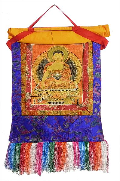 Medicine Buddha - Weaved Thangka Wall Hanging