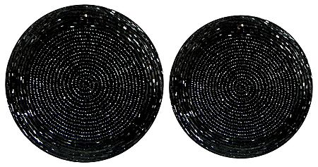 Black Beaded Small Round Hand Made Coasters - Set of Two