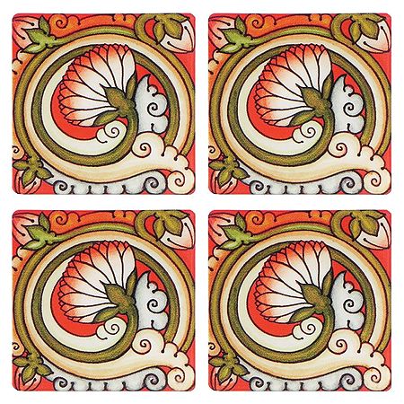 Coasters with Mural Deco Painting - Set of Four
