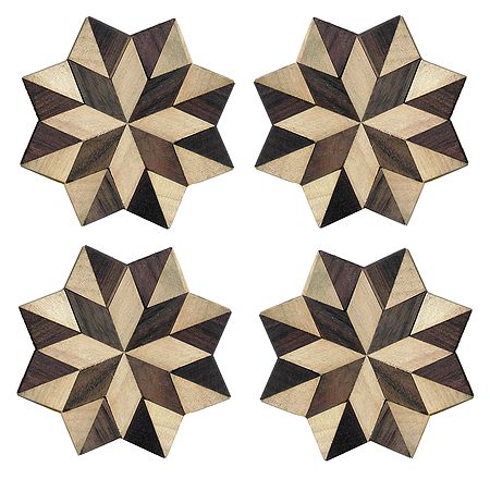 Set of 4 Octagonal Shaped Wooden Coasters