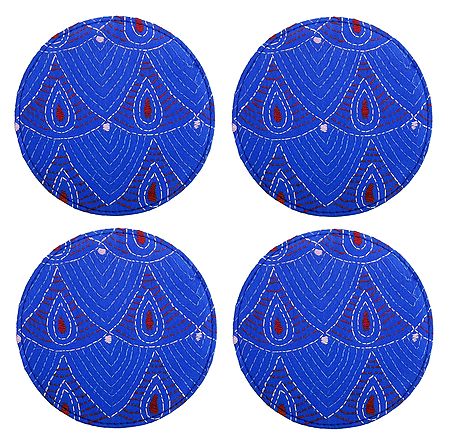 Set of 4 Cloth Embroidered Table Coasters