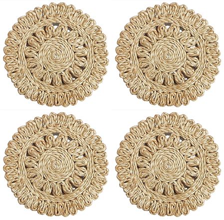 Four Hand Woven Jute Table Coasters