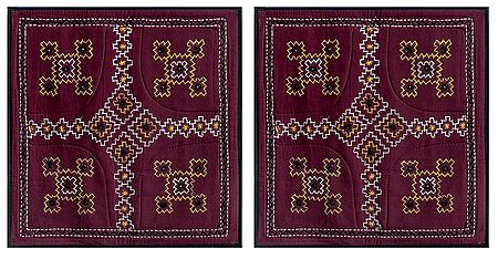 Two Pieces Maroon Cotton Cushion Covers with Embroidery and Mirrorwork