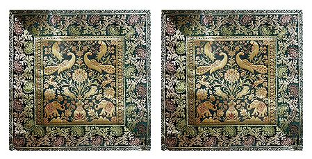 Set of 2 Silk Cushion Covers with Weaved Zari Design
