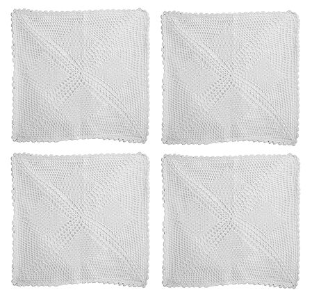 Set of 4 White Crocheted Cushion Covers