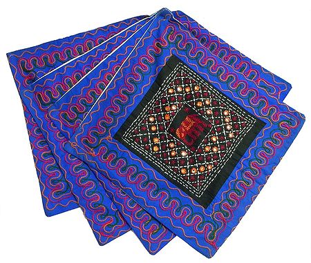 Five Pieces Mirror Work and Embroidered Cushion Covers