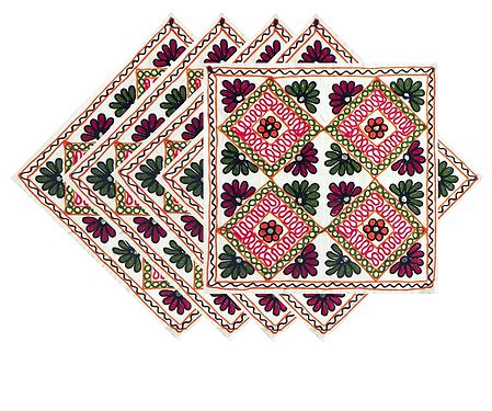 Set of 5 Katchi Embroidered Cushion Covers with Mirrowork