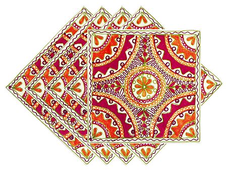 Set of 5 Katchi Embroidered Cushion Covers with Mirrowork
