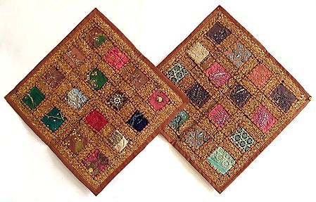 Patchwork on Dark Brown Cushion Covers