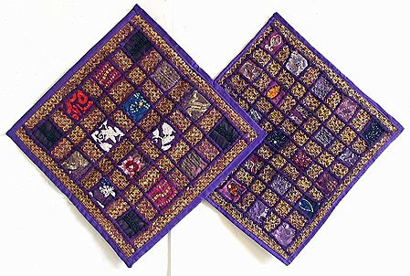 Patchwork on Dark Purple Cushion Covers