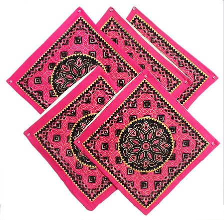 Four Pieces Magenta with Black Printed Cushion Covers