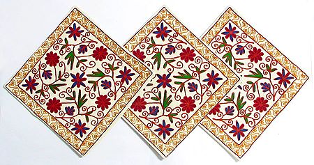 Three Piece Cushion Covers with Kashmiri Embroidery