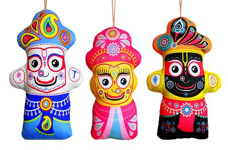 Jagannath, Balaram, Subhadra - Hanging Cute Cloth Doll