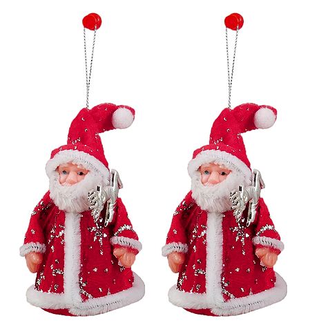 Set of 2 Hanging Red Santa Claus for Christmas Decoration