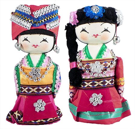 Set of 2 Chinese Costume Dolls