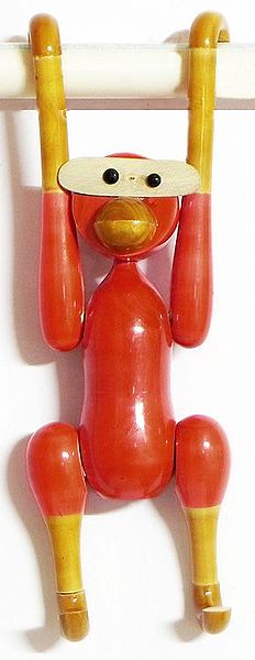 Hanging Red Monkey - (Chennapatna Toy)