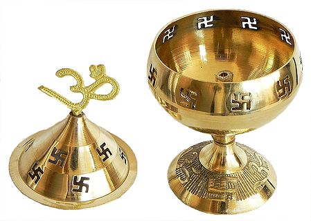 Brass Oil Lamp with Om Lid
