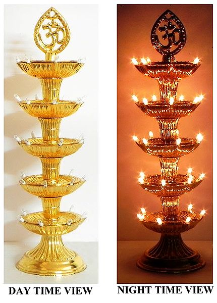 Decorative Five Tier Electric Lamp with Adapter