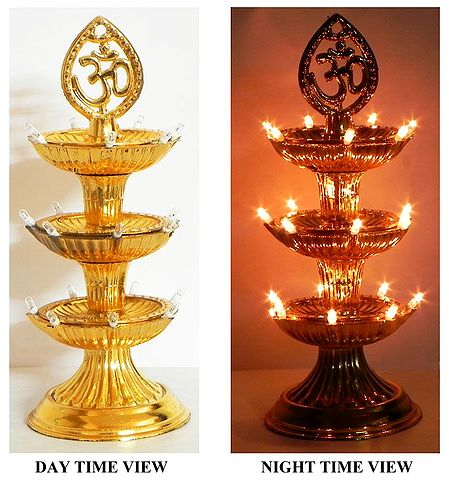 Decorative Three Tier Electric Lamp with Adapter