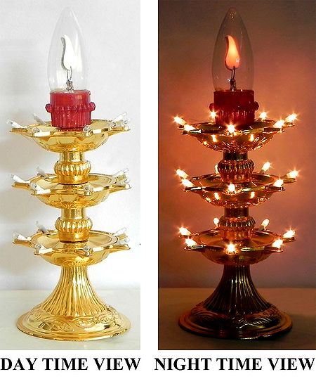 Decorative Three Tier Electric Lamp with Adapter