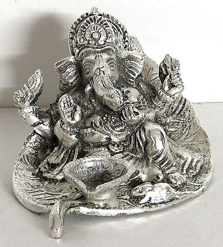 Ghee or Oil Lamp with Ganesha