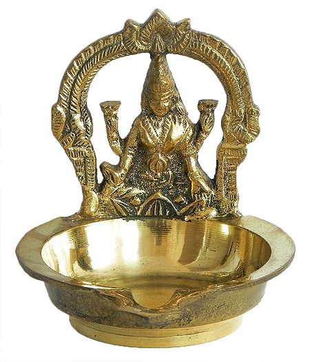 Goddess Lakshmi with Brass Diya