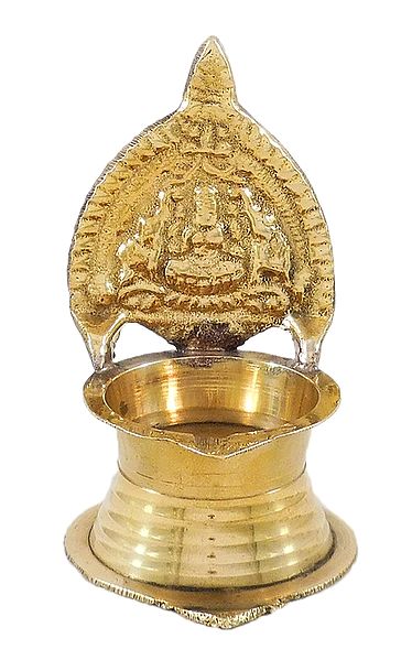 Brass Oil Lamp with Lakshmi