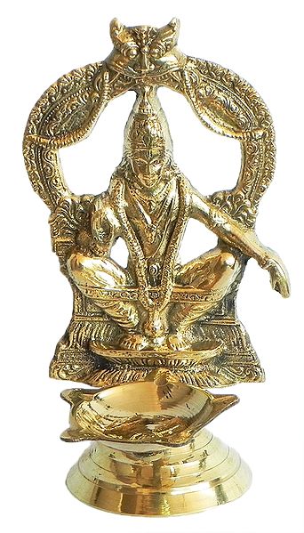 Lord Ayappan with Brass Diya