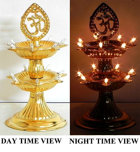Decorative Two Tier Electric Lamp with Adapter