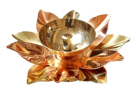 Brass Lotus Oil Lamp