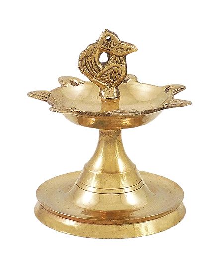 7 Faced Oil Lamp with Peacock