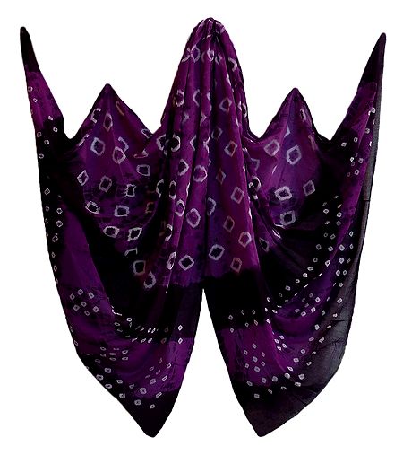 Purple with Black Bandhni Cotton Chunni