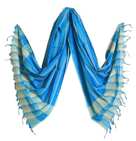 Blue Striped Handloom Cotton Dupatta