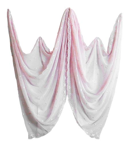 Light Pink Synthetic Dupatta with Embroidery