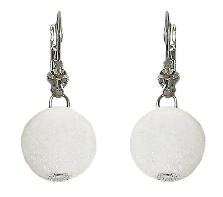 Metal Earrings with White Acrylic Ball