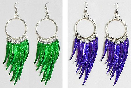 Two Pairs of Acrylic Feather Hoop Earrings
