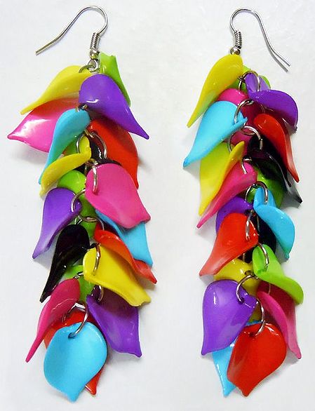 Multicolor Leaf Cluster Earrings